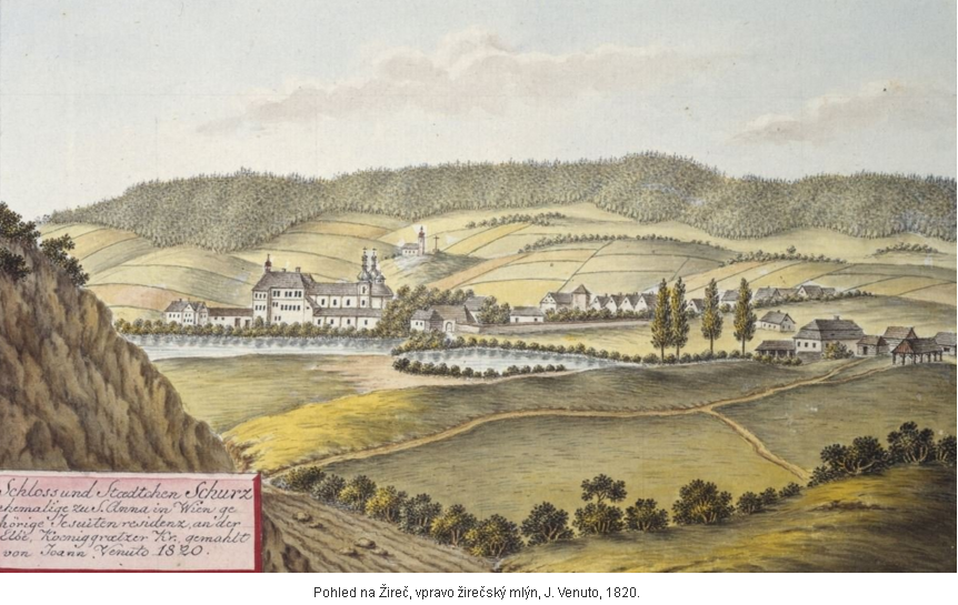 Pohled na ire, vpravo iresk mln, J. Venuto, 1820